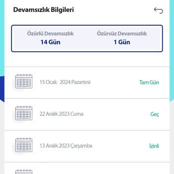 Devamsızlık Bilgileri